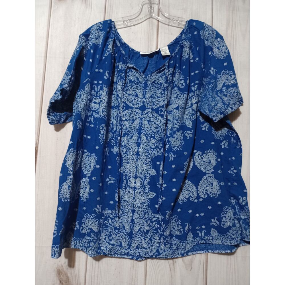 New Direction Shirt Ladies 2x Blue Short Sleeve